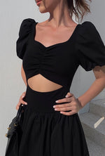 Load image into Gallery viewer, Sweetheart Cutout High Slit Maxi Dress in Black