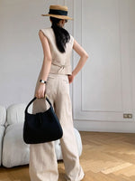 Load image into Gallery viewer, Contrast Button Tuxedo Vest in Mocha