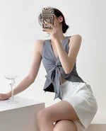 Load image into Gallery viewer, Bow Tie Sleeveless Top in Black