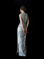 Load image into Gallery viewer, Floral Stretch Maxi Dress in Blue/White