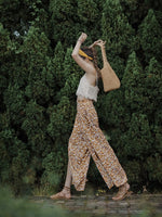 Load image into Gallery viewer, Printed Slit Tie Trousers in Orange