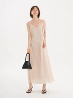 Load image into Gallery viewer, Pleated V Cami Maxi Dress in Cream