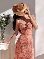 Load image into Gallery viewer, Damask Cami Midi Dress in Orange