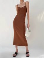 Load image into Gallery viewer, Knitted Cami Slip Dress in Brown
