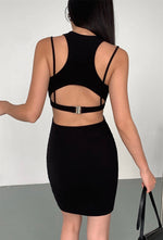 Load image into Gallery viewer, Padded Cutout Back Bodycon Dress in Black