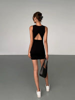 Load image into Gallery viewer, Cutout Back Mini Dress in Black