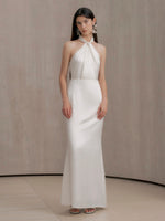 Load image into Gallery viewer, Twist Open back Gown Gown in White