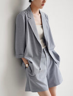 Load image into Gallery viewer, Midi Sleeve Summer Blazer in Blue