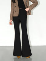 Load image into Gallery viewer, Trumpet Flare Stretch Trousers in Black