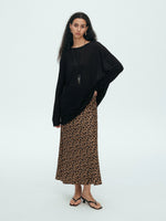 Load image into Gallery viewer, Leopard Bias Cut Slip Skirt in Brown