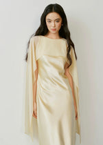 Load image into Gallery viewer, Multi-Way Sheer Drape Satin Gown in Yellow