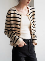 Load image into Gallery viewer, Wool Blend Striped Cardigan in Cream