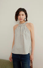 Load image into Gallery viewer, Striped Halter Top in White