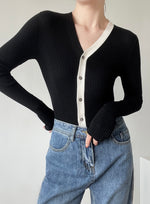Load image into Gallery viewer, Contrast Edge Cardigan in Black