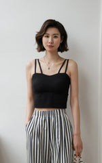 Load image into Gallery viewer, Padded Double Strap Cami Top in Black