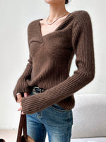 Load image into Gallery viewer, Ribbed Twist Sweater Top in Brown