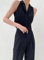 Load image into Gallery viewer, Lapel Button Vest in Black