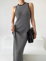 Load image into Gallery viewer, Knitted Sleeveless Dress in Black/White