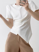 Load image into Gallery viewer, Gathered Asymmetric Top in White
