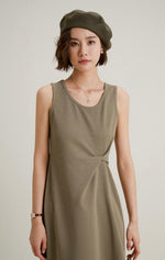 Load image into Gallery viewer, Twist Detail Sleeveless Dress in Khaki