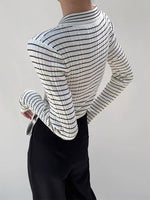 Load image into Gallery viewer, Ribbed Striped Collar Top in White