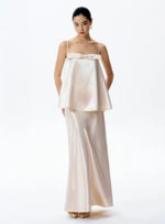 Load image into Gallery viewer, Satin Bow Cami Top// Maxi Skirt Set in Champagne