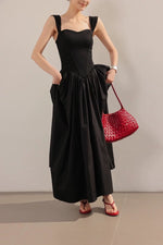 Load image into Gallery viewer, Sweetheart Bustier Flare Maxi Dress in Black