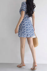 Load image into Gallery viewer, Lipari Floral Blouson Mini Dress in Blue