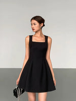 Load image into Gallery viewer, Sleeveless Mini Tulip Dress in Black