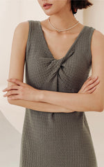 Load image into Gallery viewer, Light Knit Twist Sleeveless Dress in Grey