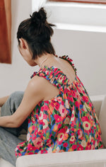 Load image into Gallery viewer, Floral Gathered Strap Top in Multi