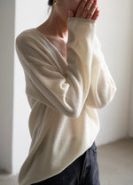 Load image into Gallery viewer, Relaxed Wool Ribbed Sweater in Cream