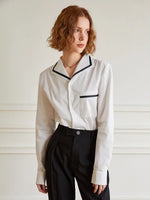 Load image into Gallery viewer, Contrast Turn Collar Shirt in White
