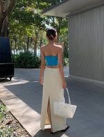 Load image into Gallery viewer, Twill Maxi Slit Skirt in Cream