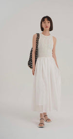 Load image into Gallery viewer, Knit Tank Crepe Dress in White