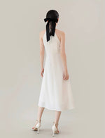 Load image into Gallery viewer, Beaded Cami Flare Midi Dress in White