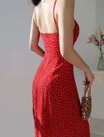 Load image into Gallery viewer, Crepe Floral Cami Midi Dress in Red