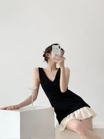 Load image into Gallery viewer, Contrast Hem Mini Dress in Black