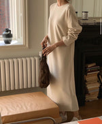 Load image into Gallery viewer, Korean Relaxed Maxi Long Sleeve Dress [2 Colours]
