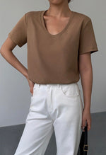 Load image into Gallery viewer, Classic U-Neck Tee in Brown