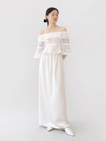 Load image into Gallery viewer, Off Shoulder Lace Flute Top in White
