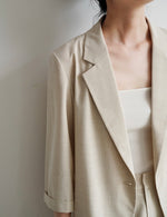 Load image into Gallery viewer, Midi Sleeve Summer Blazer in Beige