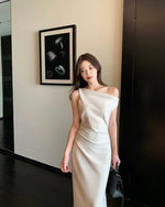 Load image into Gallery viewer, Toga Slit Stretch Dress in Cream