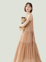 Load image into Gallery viewer, Tiered Tank Tent Dress in Latte