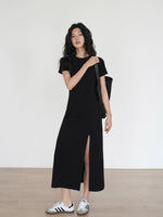 Load image into Gallery viewer, Slit Tee Dress in Black
