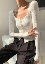 Load image into Gallery viewer, Waffle Cardigan in White