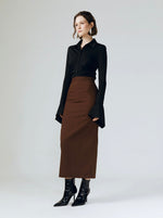 Load image into Gallery viewer, Sleek Maxi Skirt in Brown