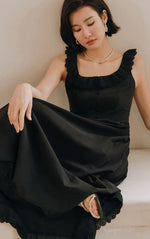 Load image into Gallery viewer, Scallop Lace Edge Sleeveless Dress in Black