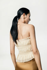 Load image into Gallery viewer, Gathered Padded Bustier Top in Beige