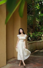 Load image into Gallery viewer, Tencel Blend 2-Way Ruffle Dress in Cream